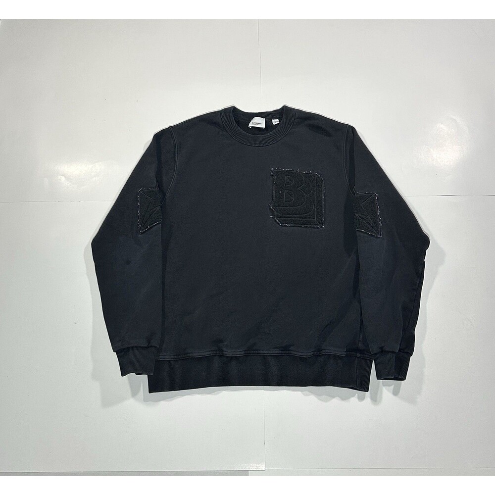 Burberry Black B Logo Embroidered Vintage Sweatshirt 41821798 Size Small